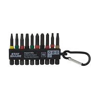 2" x Assorted Impact Bit Clip Square Recess, Phillips, Torx (10 Pc Multipack) Professional Screwdriver Bit Recyclable 